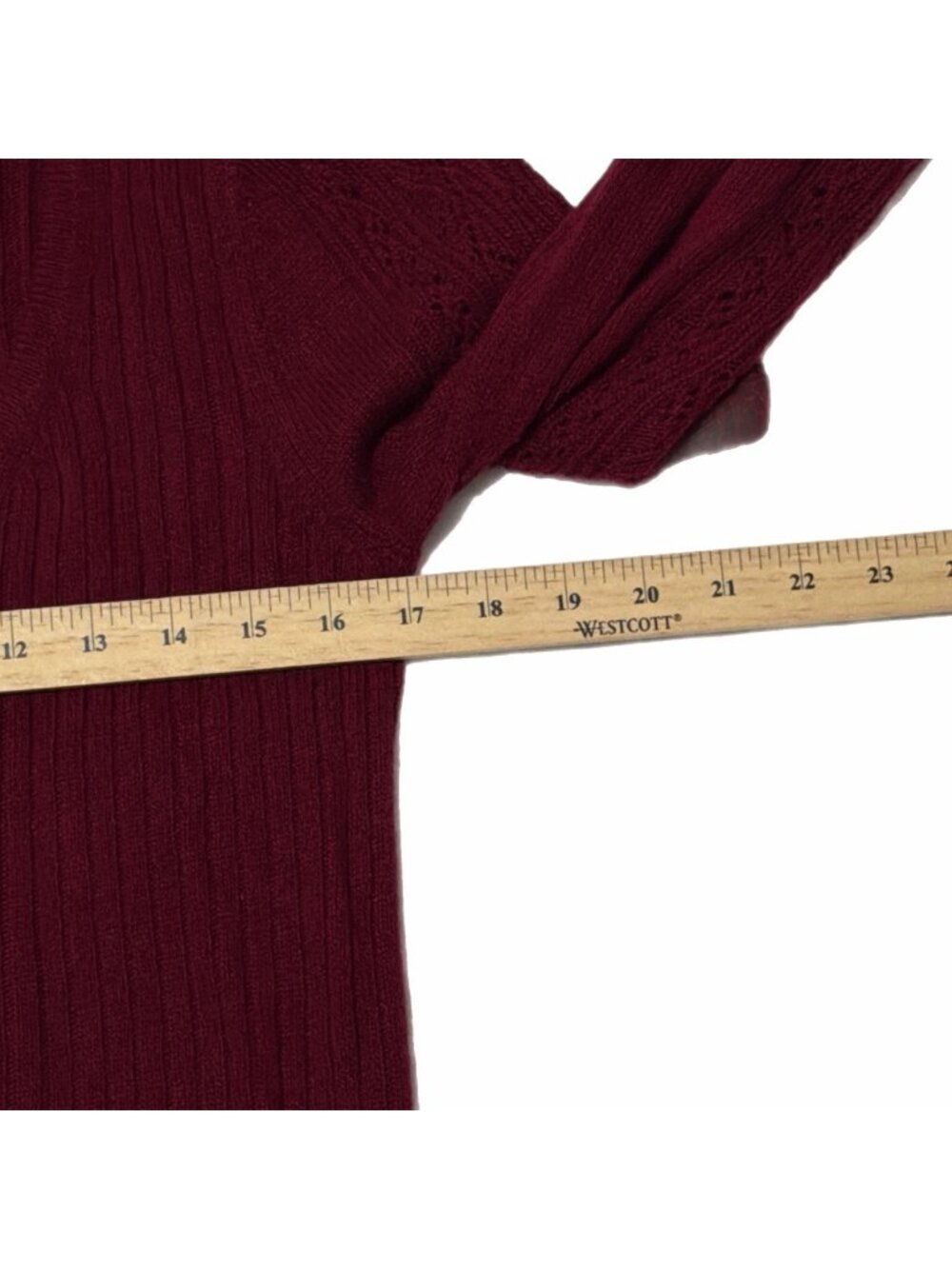 Sundance Sweater Womens M Burgundy Crop Lace Flounce Cuff Cottage Artsy Boho - Picture 7 of 16